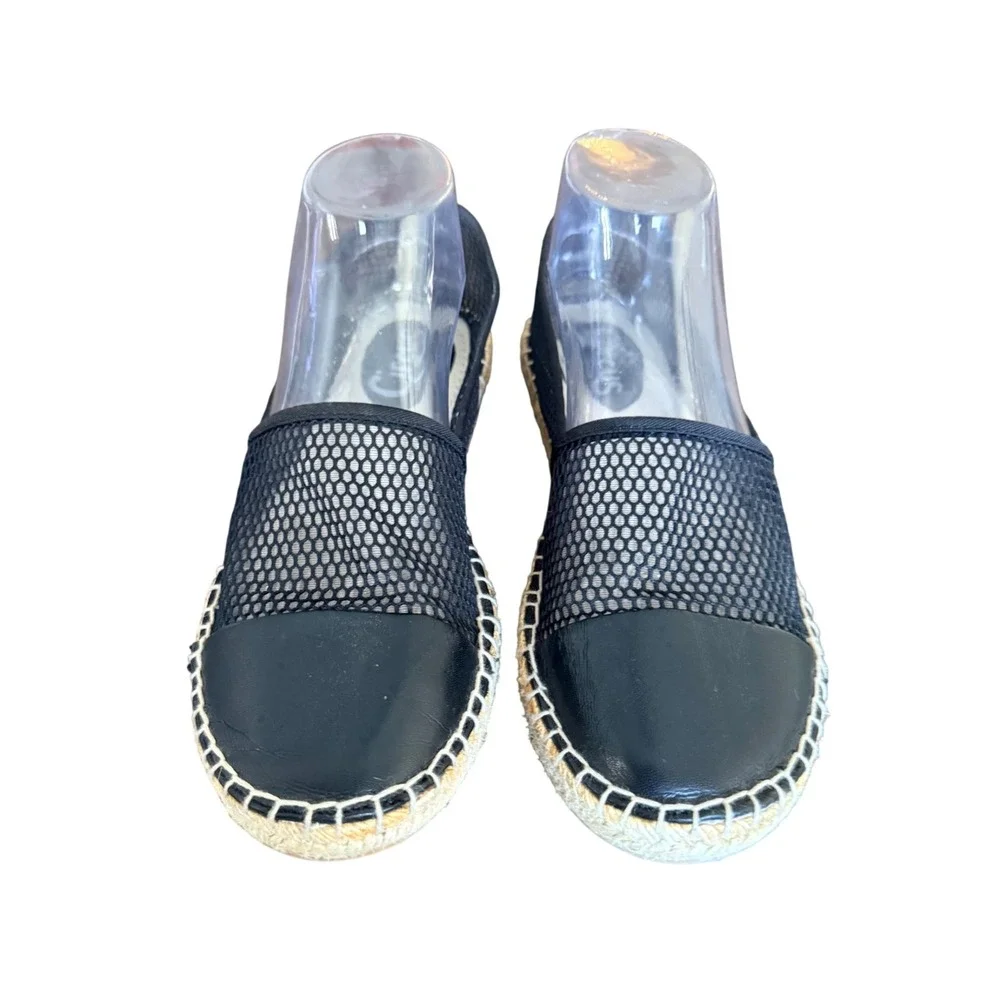 Circus by Sam Edelman Womens Black Mesh Espadrille Flats Cap Toe Slip Ons Size 8
